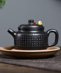 Ấm Tử Sa Hắc Nê Đức Trung Khắc Bát Nhã Tâm Kinh 230ml ATSM79