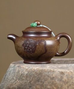 Ấm Tử Sa Hoả Biến Chuyết Chỉ Khắc Sen 380ml ATSM97