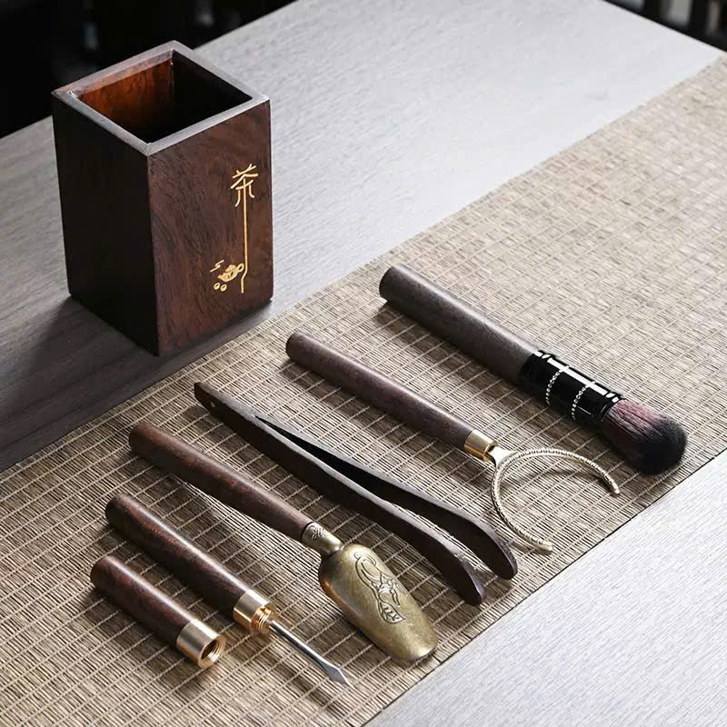 Bộ Dung Cụ Pha Trà Gỗ Óc Chó Khắc "Thiền Trà" 6 món - KH34 - Ảnh 4