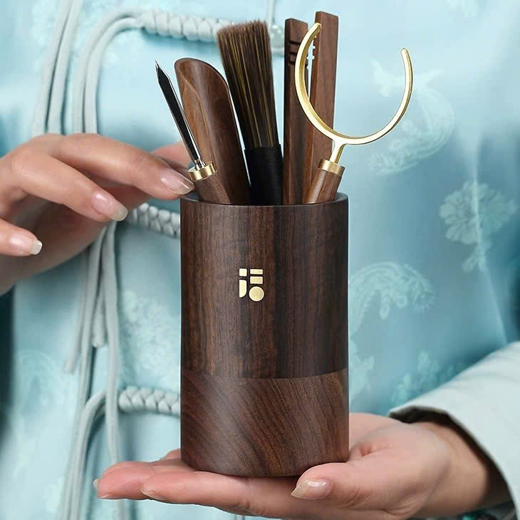 Bộ Dụng Cụ Pha Trà Gỗ Gụ Ống Trụ 6 món - KH24 - Ảnh 3
