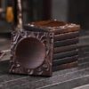 Lót chén gỗ gụ vuông vân mây 7x7cm LC05