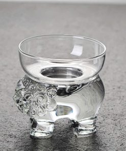 Lọc trà thủy tinh Kì Lân trắng 2 chi tiết LT06