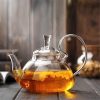 Ấm Thuỷ Tinh Dáng Quai Cao Đun Trà Hoa 800ml ATT02