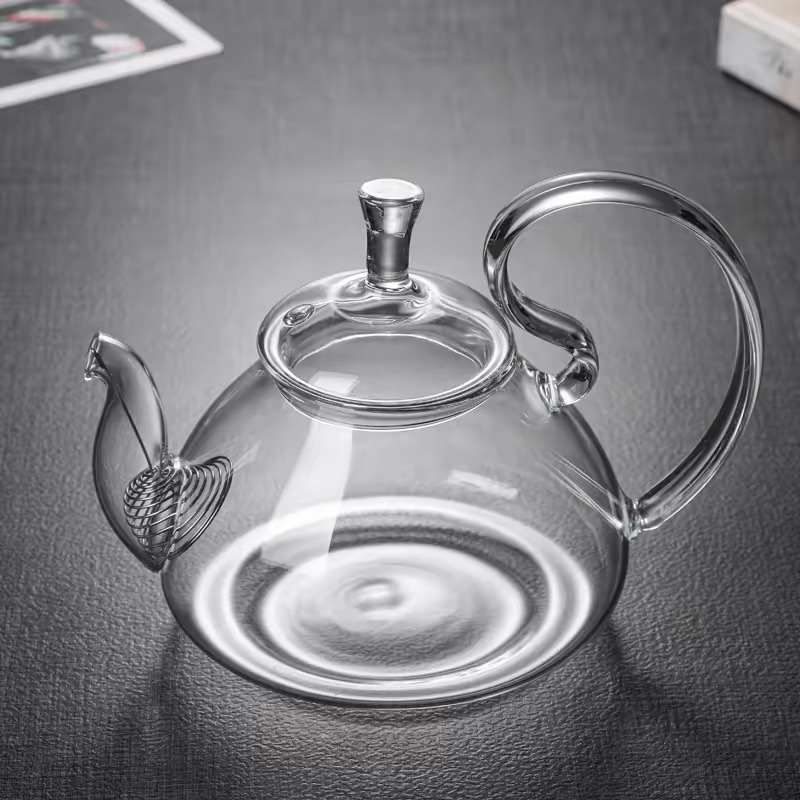 Ấm Thuỷ Tinh Dáng Quai Cao Đun Trà Hoa 800ml ATT02 - Ảnh 2