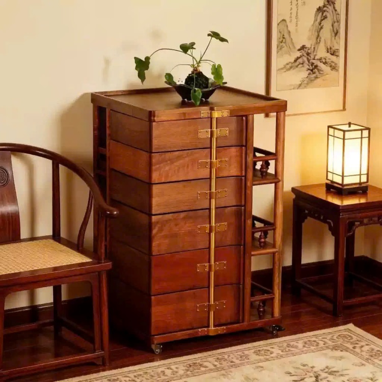Tủ Trà Gỗ Óc Chó 6 Ngăn Cao75x48x43cm BT54