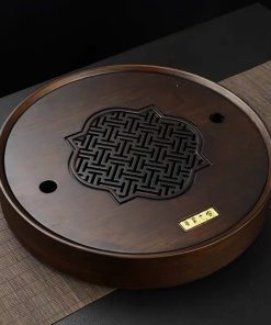 Khay Trà Tre Tròn Hoạ Tiết Đồng Cao Cấp KTT03
