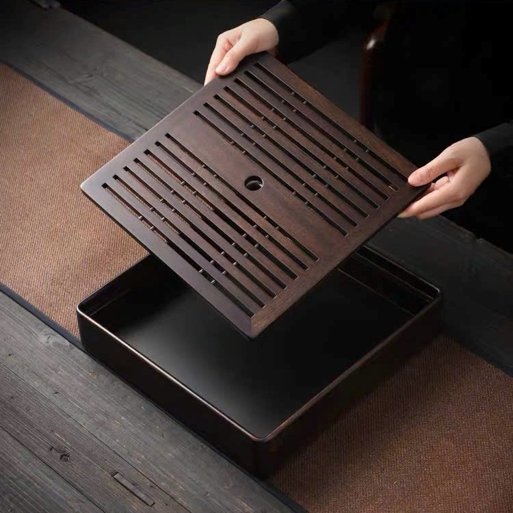 Khay Trà Vuông Gỗ Gụ Dạng Hộp Kích Thước 30x30cm KTG42 - Ảnh 4